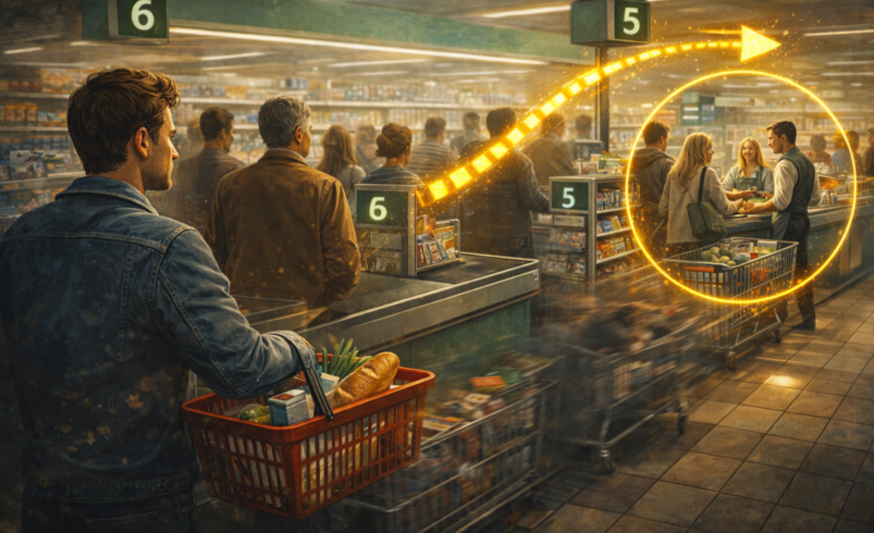 Por que a fila do lado sempre anda mais rápido?