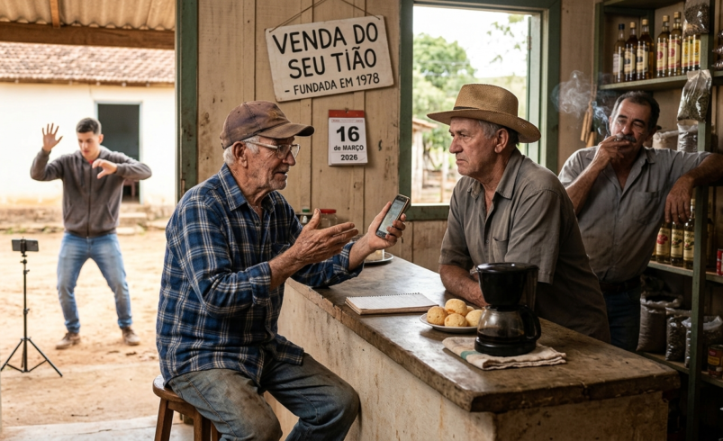 O dia em que o Seu Tião tentou explicar o que é “Trend de Dancinha” na venda